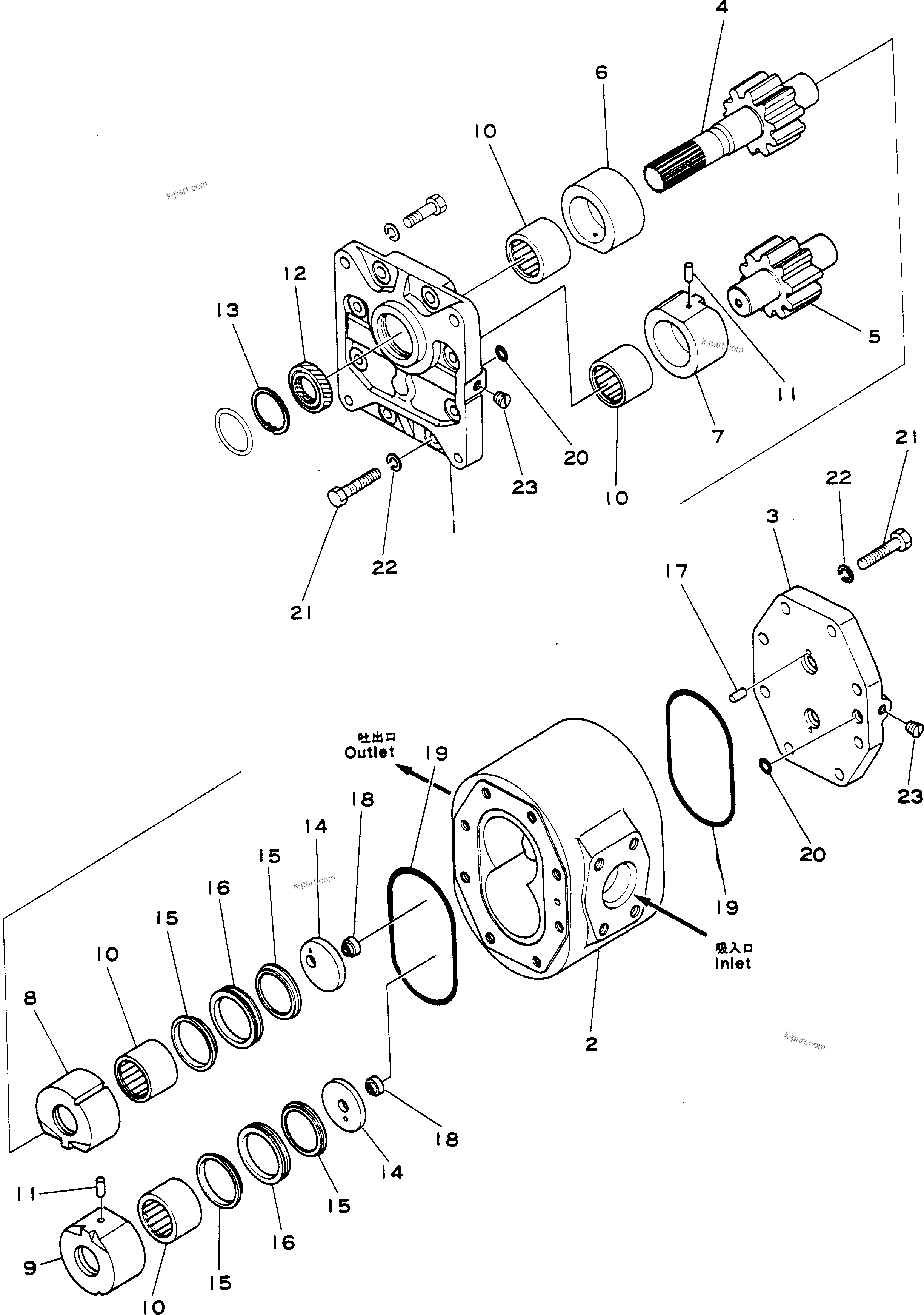 Komatsu parts book diagram for HD780-1 S/N 1002-UP: STEERING HOIST PUMP