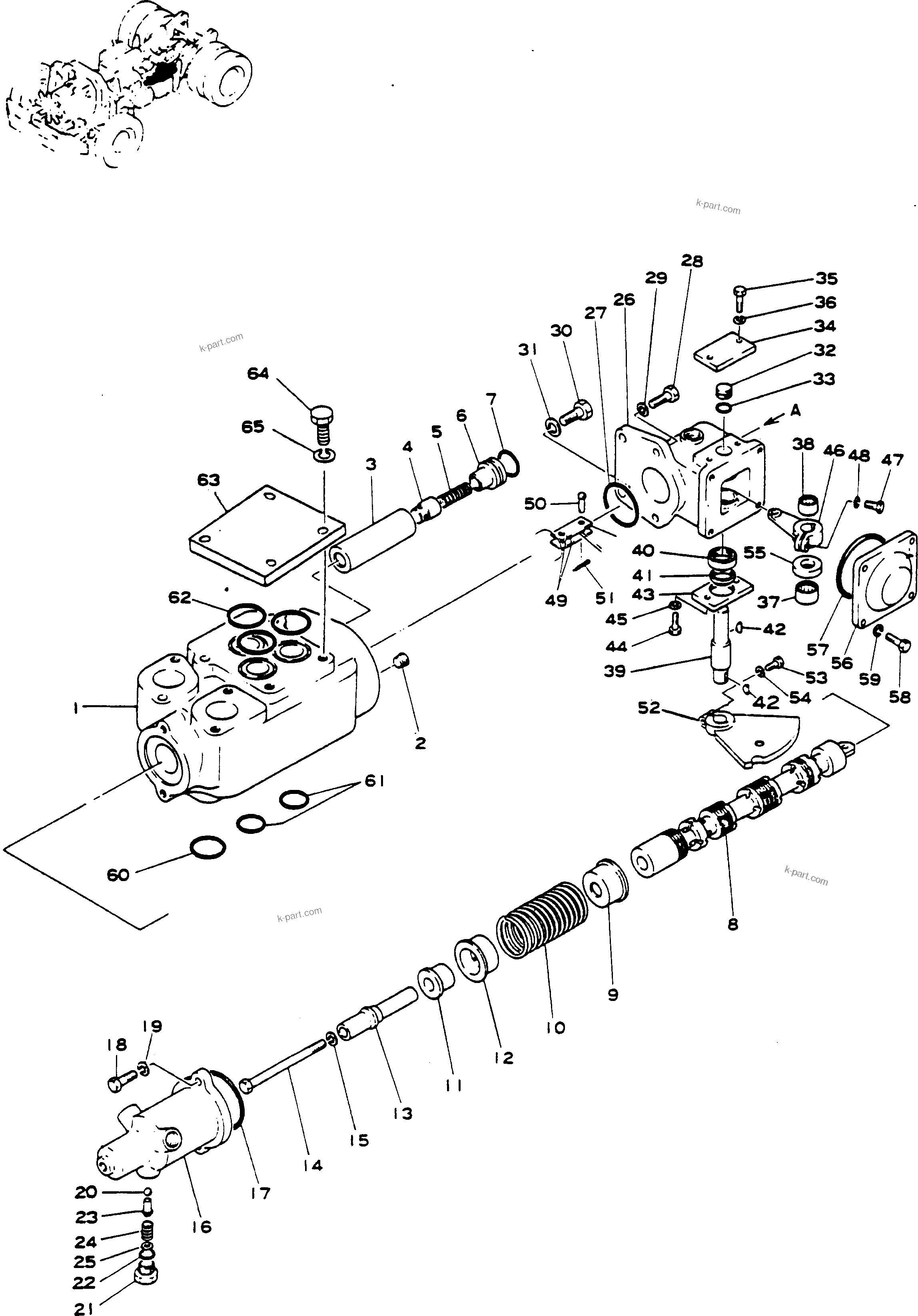 Komatsu parts book diagram for HD780-1 S/N 1002-UP: HOIST VALVE