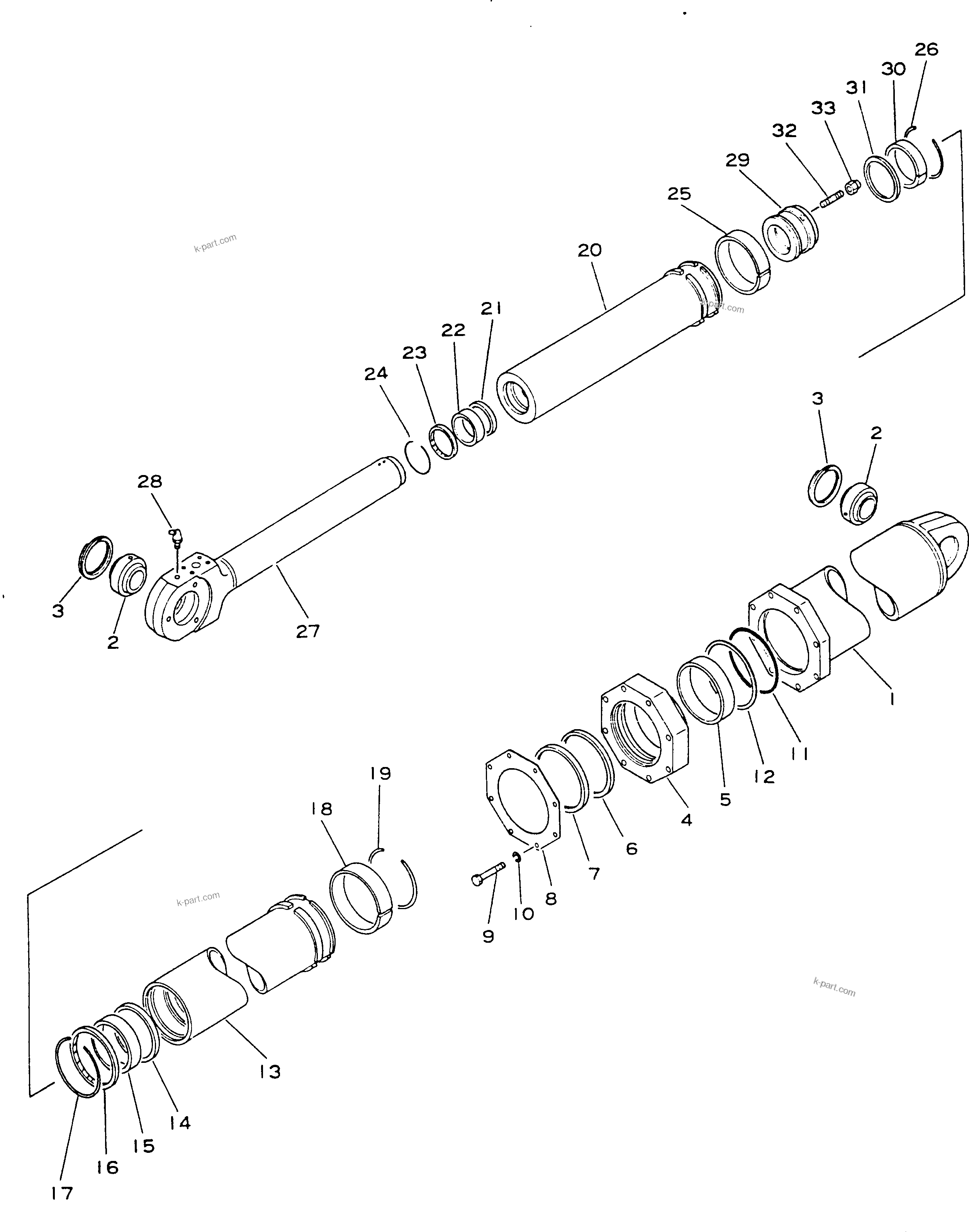 Komatsu parts book diagram for HD780-1 S/N 1002-UP: HOIST CYLINDER