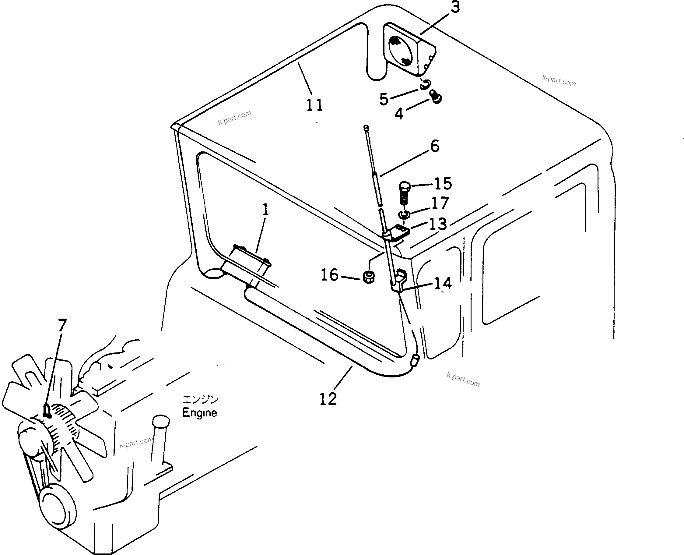 Komatsu parts book diagram for HD780-1 S/N 1002-UP: CAR RADIO