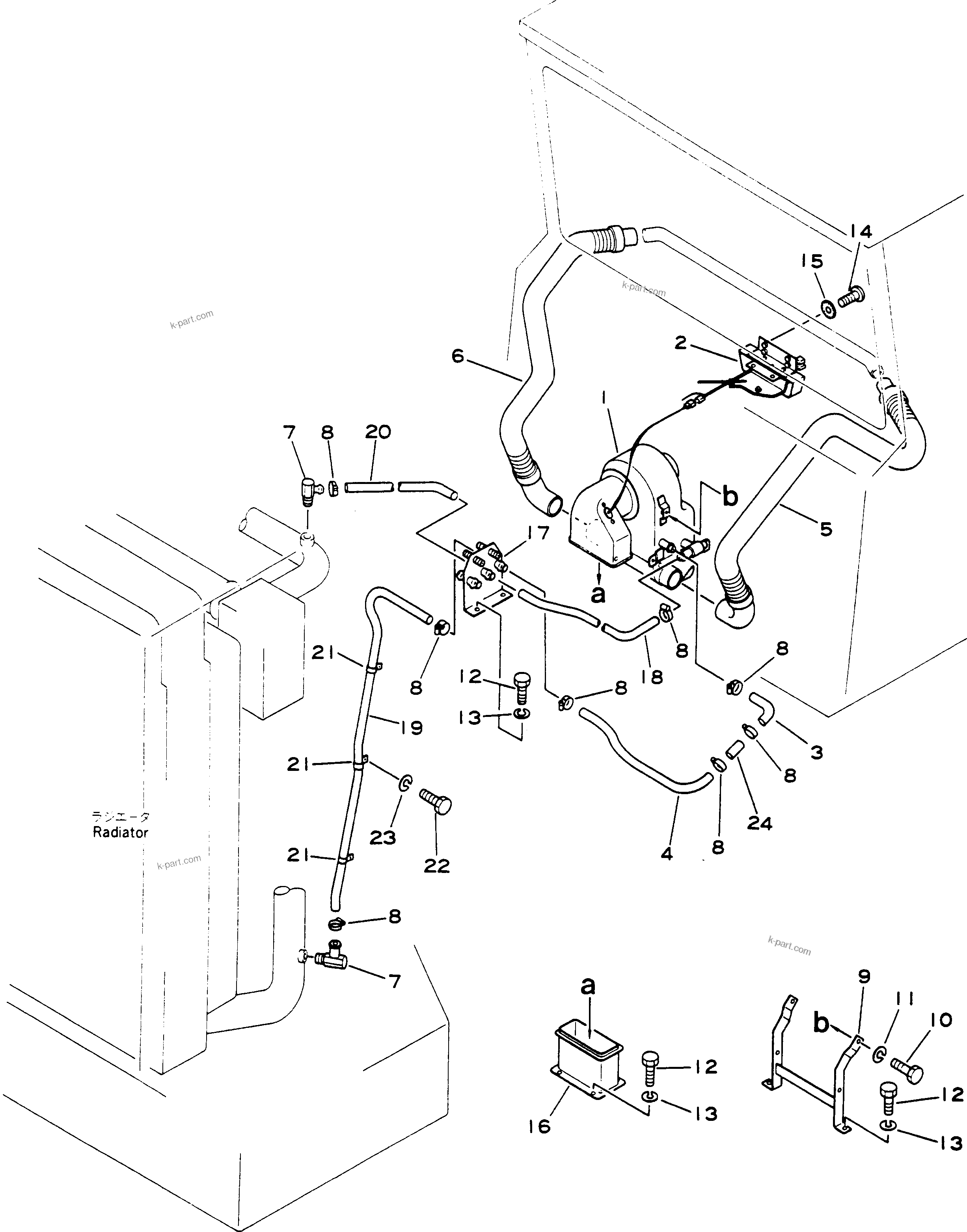 Komatsu parts book diagram for HD780-1 S/N 1002-UP: CAR HEATER