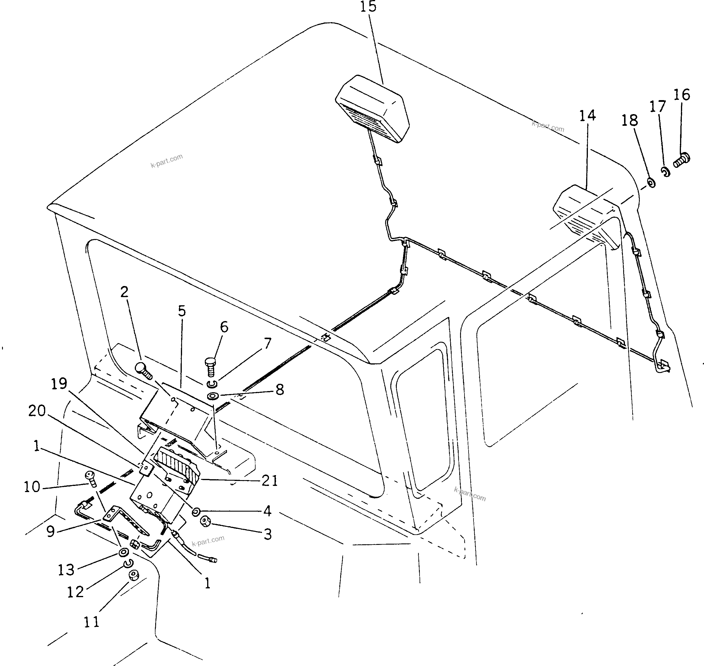 Komatsu parts book diagram for HD780-1 S/N 1002-UP: CAR STEREO