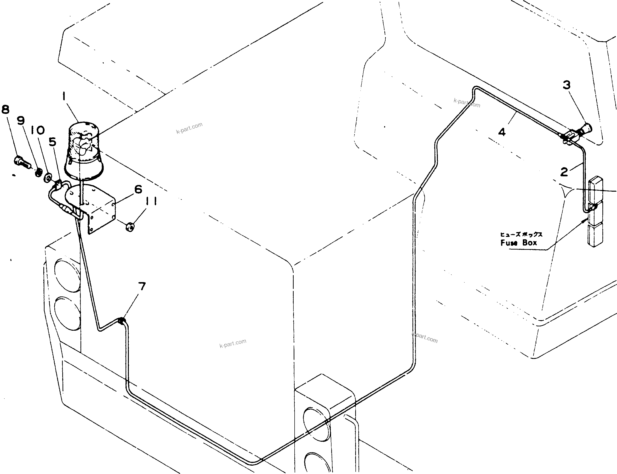 Komatsu parts book diagram for HD780-1 S/N 1002-UP: YELLOW ROTARY LAMP