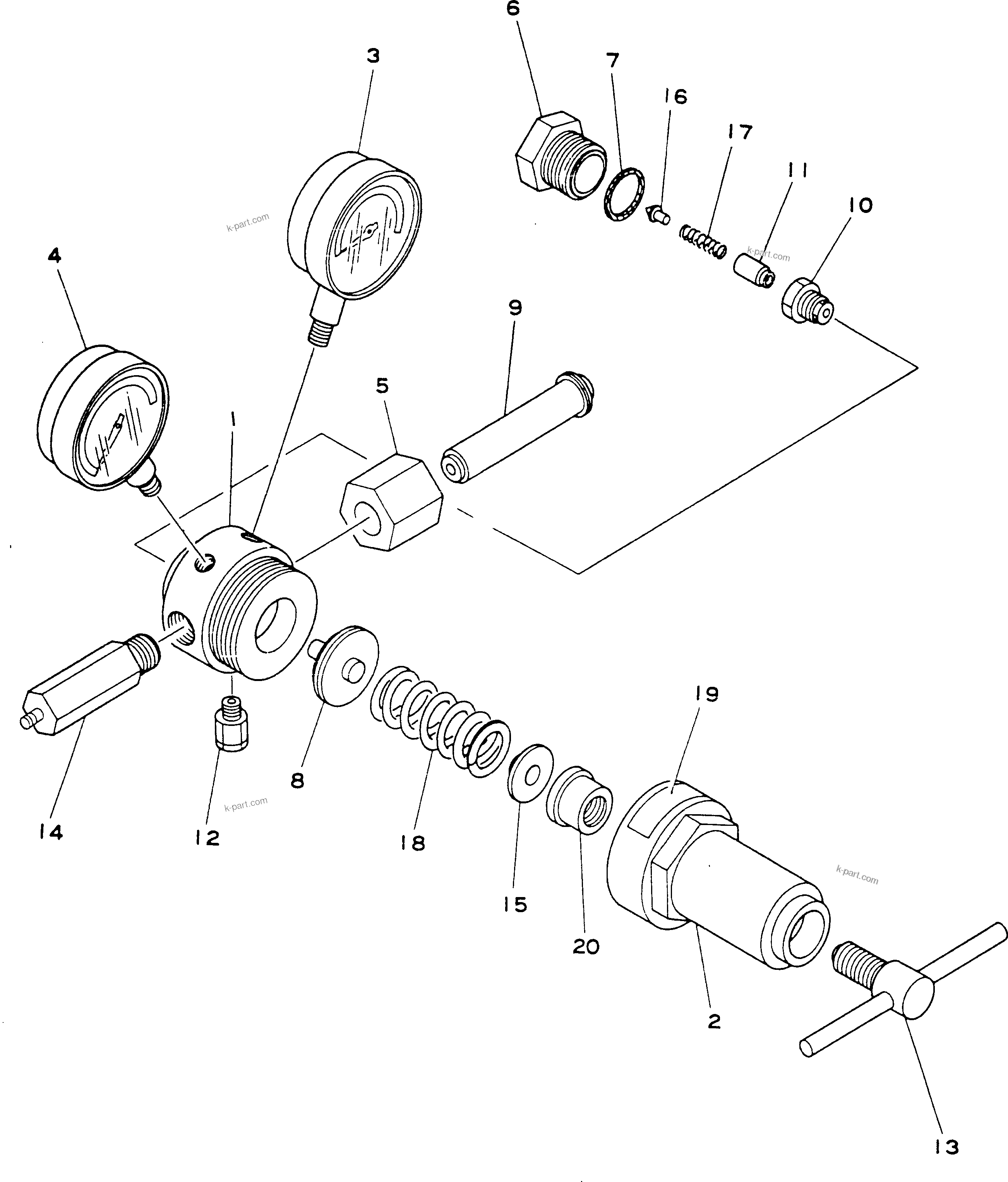 Komatsu parts book diagram for HD780-1 S/N 1002-UP: PRESSURE REGULATOR FOR SUSPENSION AND OIL ADJUSTING TOOL
