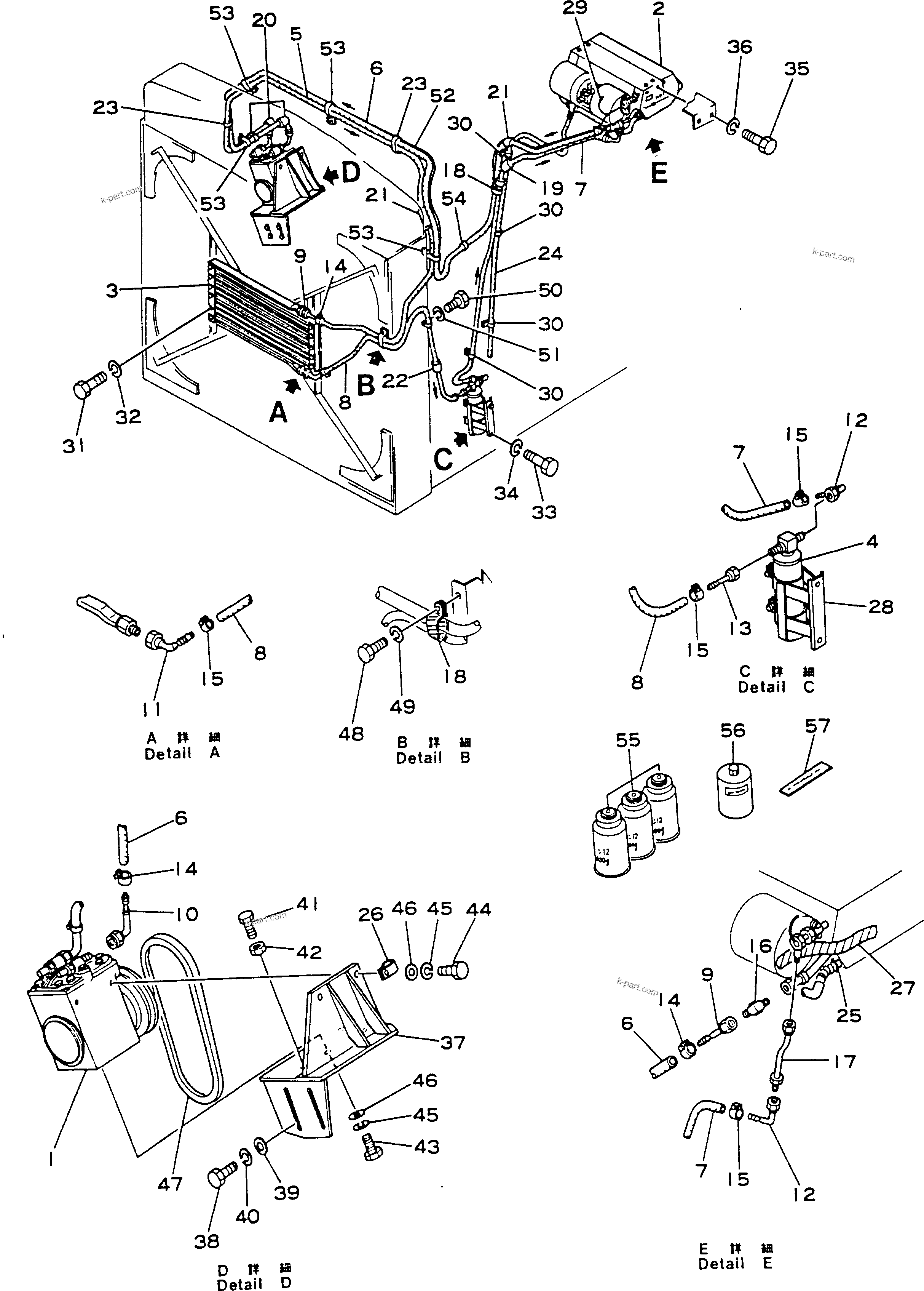 Komatsu parts book diagram for HD780-1 S/N 1002-UP: CAR COOLER