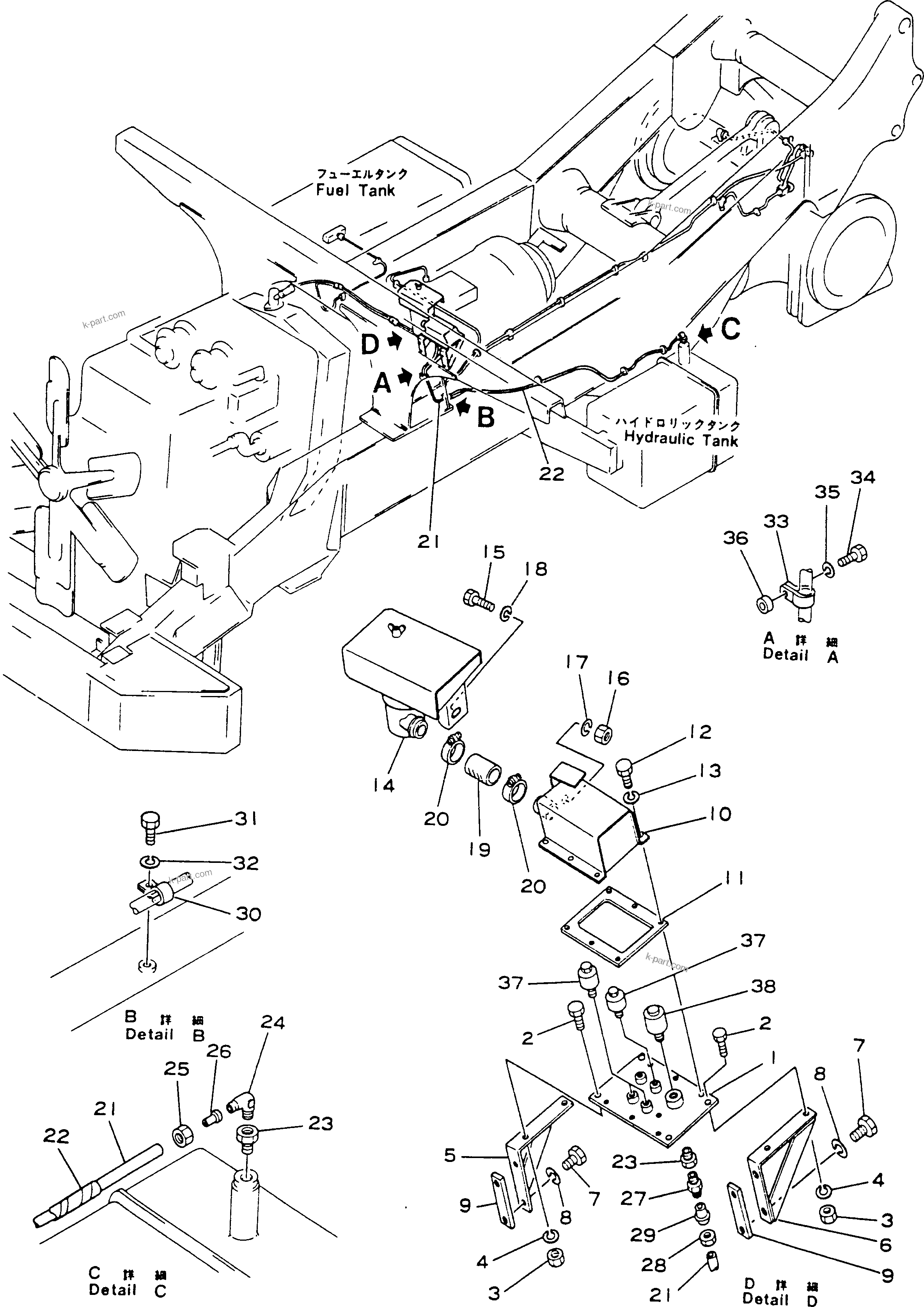 Komatsu parts book diagram for HD780-1 S/N 1002-UP: BREATHER SYSTEM (1/2)
