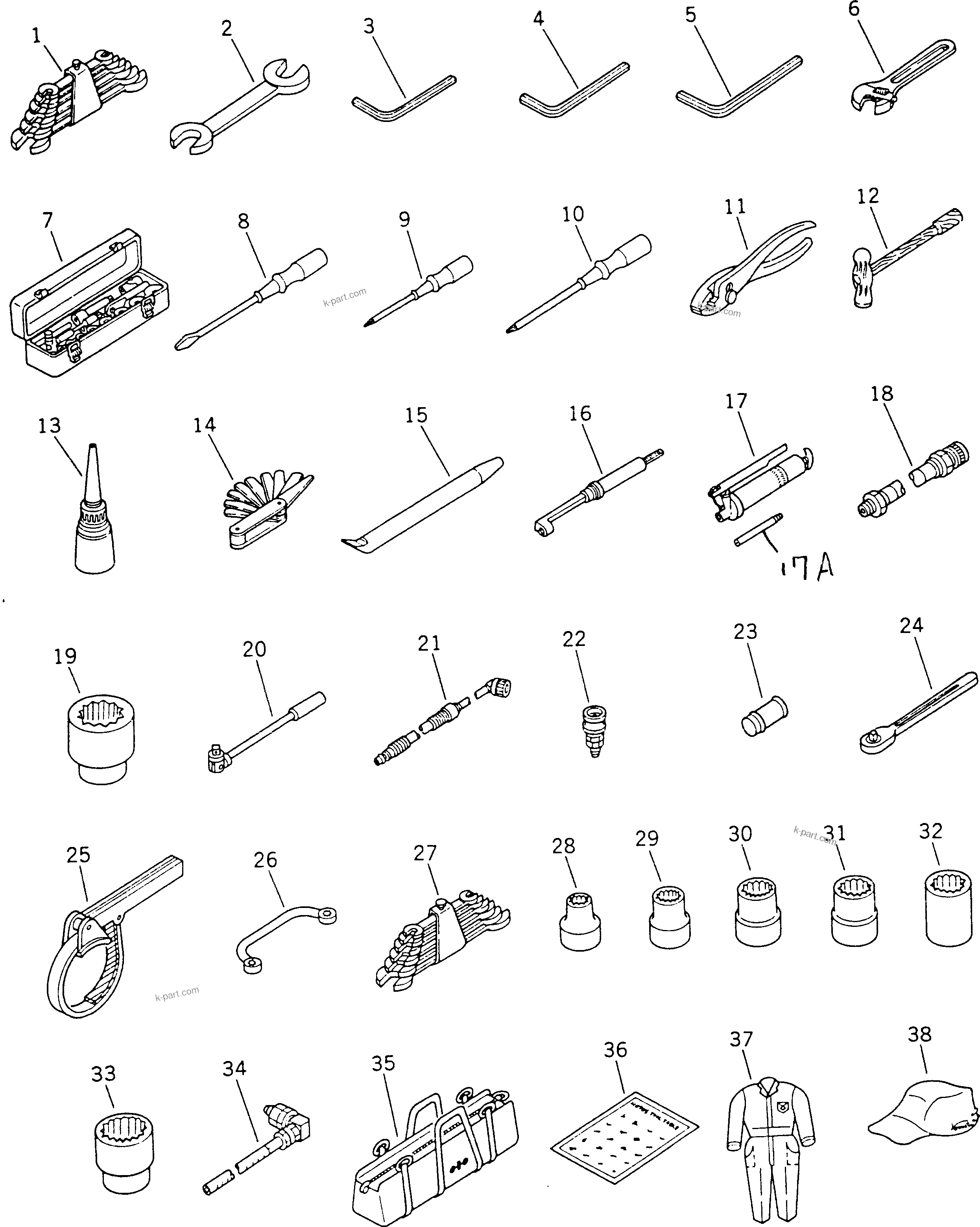 Komatsu parts book diagram for HD780-1 S/N 1002-UP: TOOL