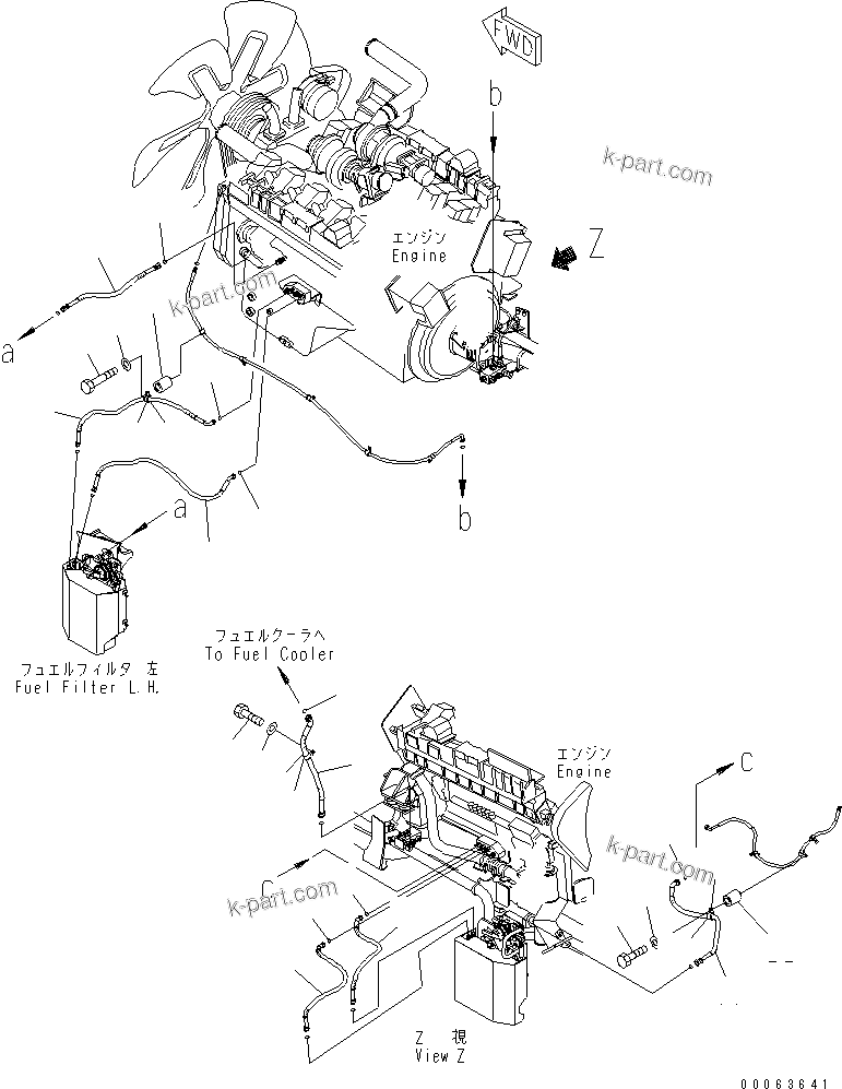 Komatsu parts book diagram for HD785-7 S/N 7001-8172: ENGINE (FUEL LINE)(#7169-)