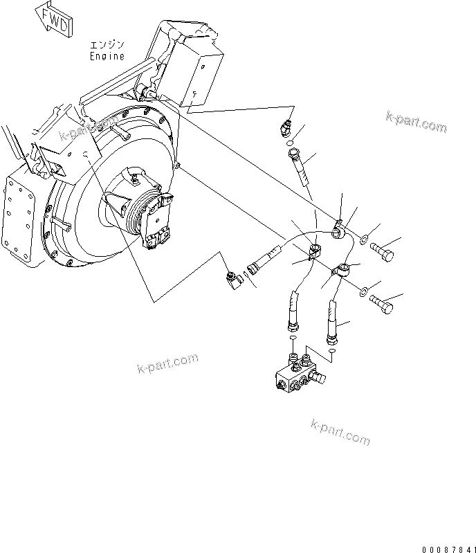 Komatsu parts book diagram for HD785-7 S/N 7001-8172: ENGINE (FUEL LINE) (BLOCK TO COOLING PLATE) (ADDITIONAL FUEL FILTER)(#7169-)