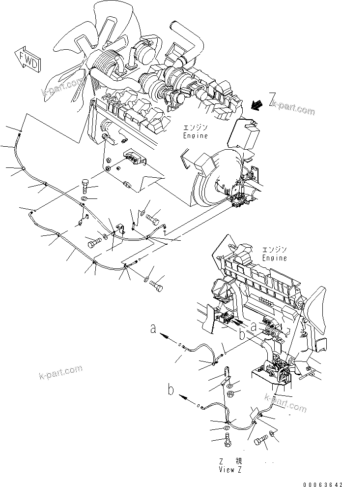 Komatsu parts book diagram for HD785-7 S/N 7001-8172: ENGINE (FUEL LINE) (BLOCK TO ENGINE)(#7169-)