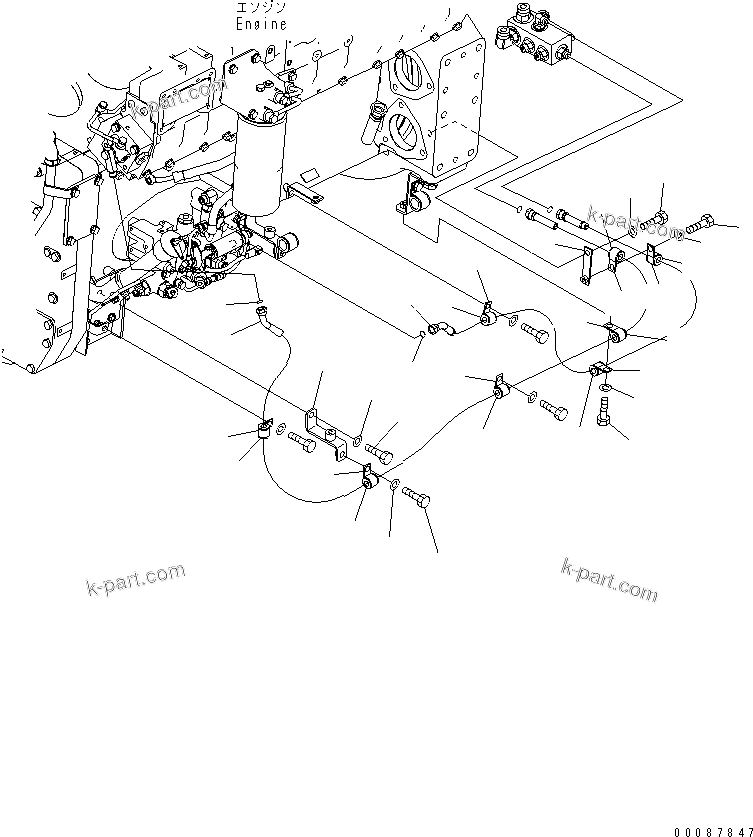Komatsu parts book diagram for HD785-7 S/N 7001-8172: ENGINE (FUEL LINE) (BLOCK TO ENGINE) (L.H.) (ADDITIONAL FUEL FILTER)(#7169-)