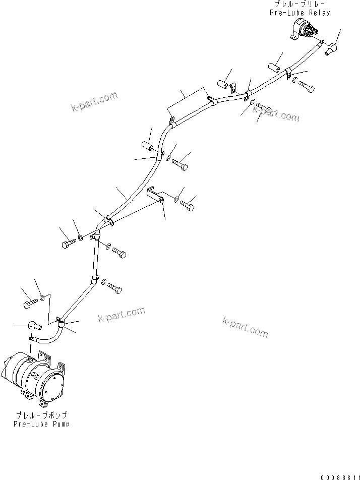 Komatsu parts book diagram for HD785-7 S/N 7001-8172: ENGINE (ENGINE PRE-LUBE SYSTEM) (WIRING HARNESS) (1/2)(#7855-)