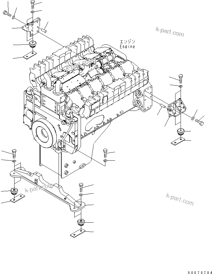 Komatsu parts book diagram for HD785-7 S/N 7001-8172: ENGINE MOUNTING (WITH ENGINE PRE-LUBE SYSTEM)(#7001-7168)