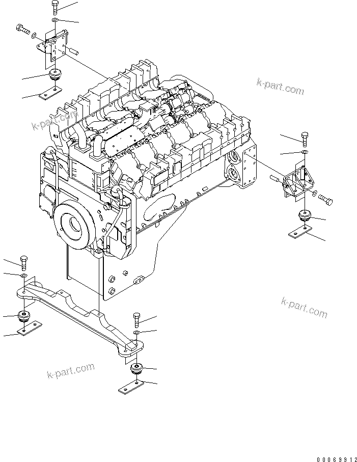 Komatsu parts book diagram for HD785-7 S/N 7001-8172: ENGINE MOUNTING(#7169-)