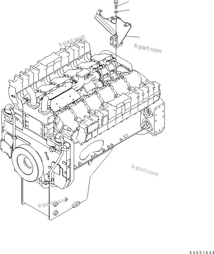 Komatsu parts book diagram for HD785-7 S/N 7001-8172: (ENGINE) EXHAUST BRACKET(#7169-)