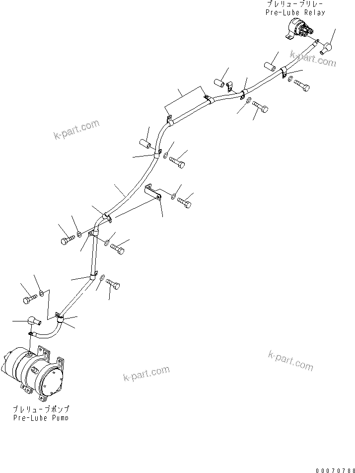 Komatsu parts book diagram for HD785-7 S/N 7001-8172: ENGINE PRE-LUBE SYSTEM (WIRING HARNESS) (1/4)(#7169-)