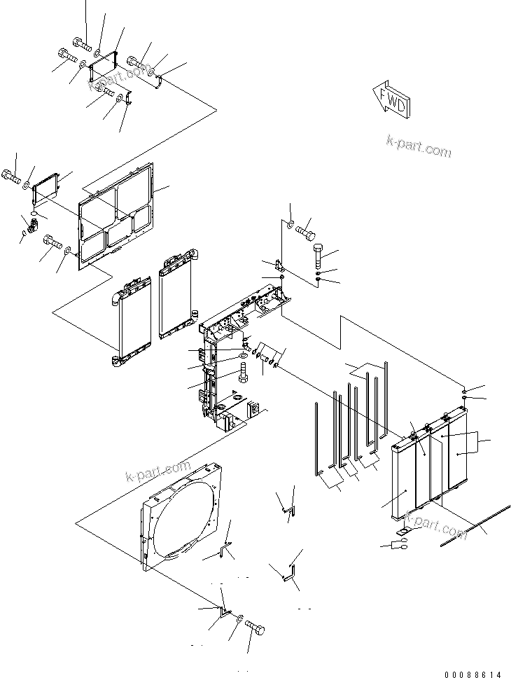 Komatsu parts book diagram for HD785-7 S/N 7001-8172: RADIATOR (2/2) (WITH AIR CONDITIONER)(#7919-)