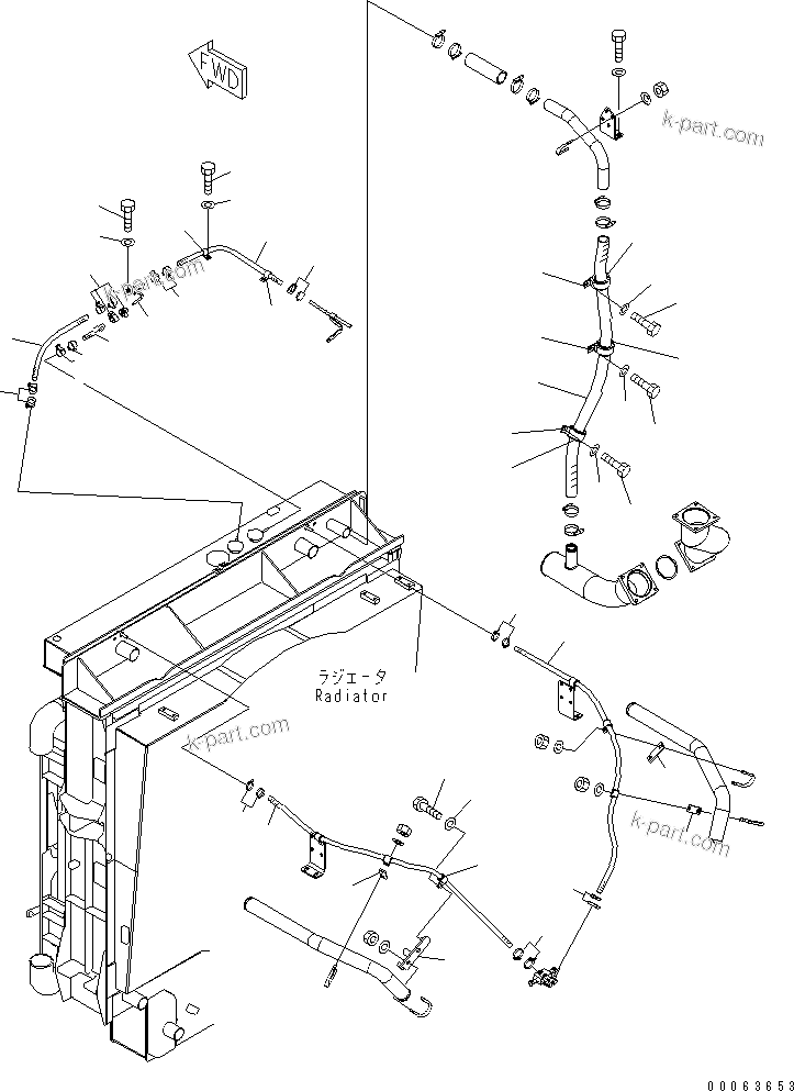 Komatsu parts book diagram for HD785-7 S/N 7001-8172: RADIATOR (COOLANT LINE) (2/2)(#7169-)