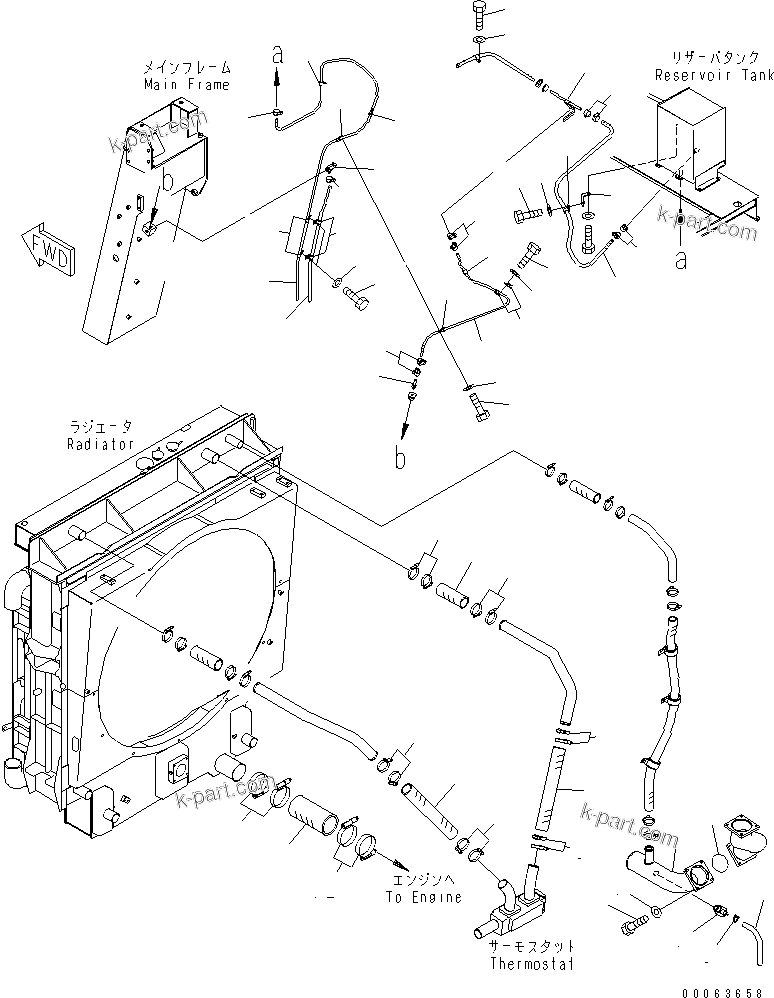 Komatsu parts book diagram for HD785-7 S/N 7001-8172: COOLANT LINE(#7169-)