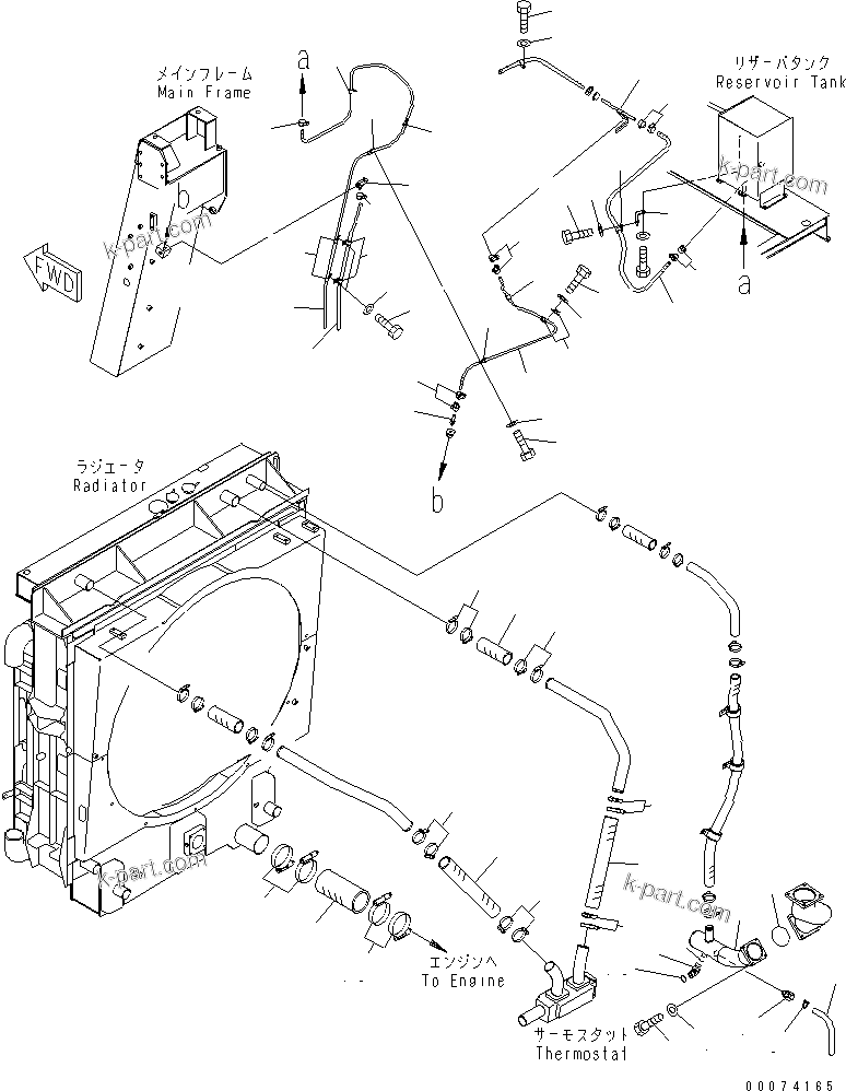 Komatsu parts book diagram for HD785-7 S/N 7001-8172: COOLANT LINE (FOR QUICK CHARGE WATER)(#7169-)