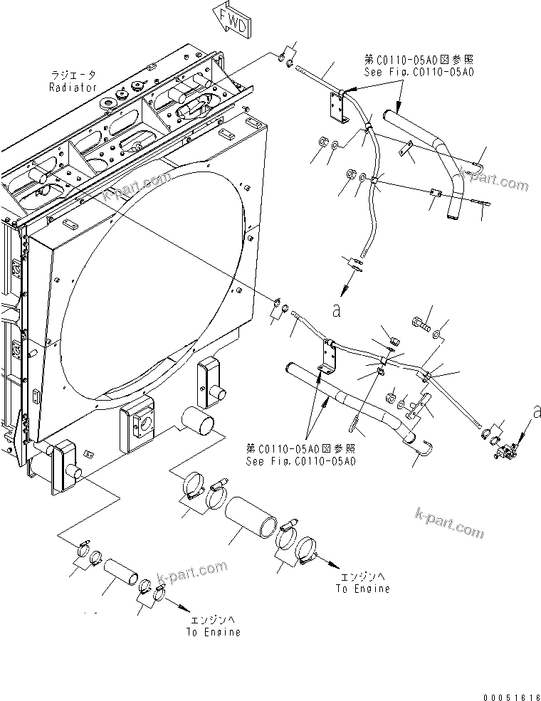 Komatsu parts book diagram for HD785-7 S/N 7001-8172: COOLANT LINE (2/3)(#7001-7168)