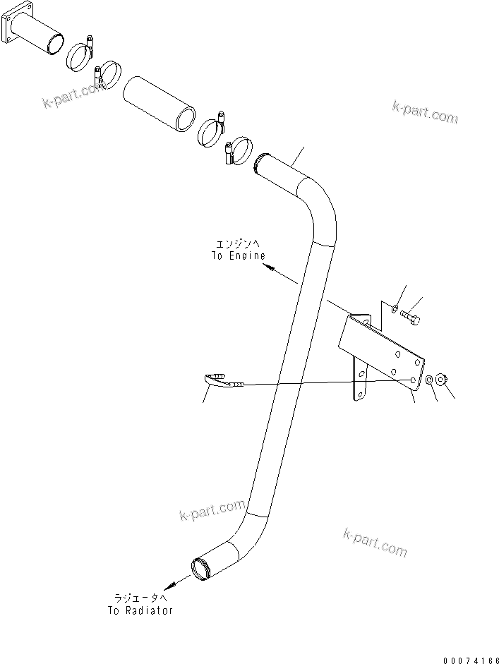 Komatsu parts book diagram for HD785-7 S/N 7001-8172: COOLANT LINE (BYPASS TUBE) (ENGINE PRE-LUB SYSTEM)(#7169-)