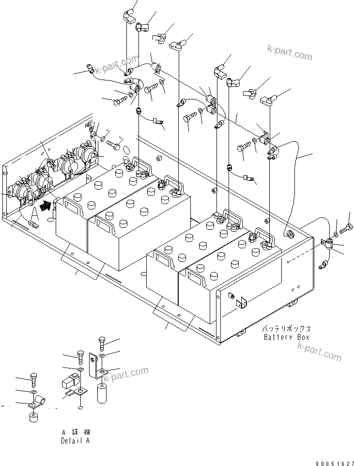 Komatsu parts book diagram for HD785-7 S/N 7001-8172: BATTERY BOX (BATTERY) (LARGE CAPACITY)(#7169-)