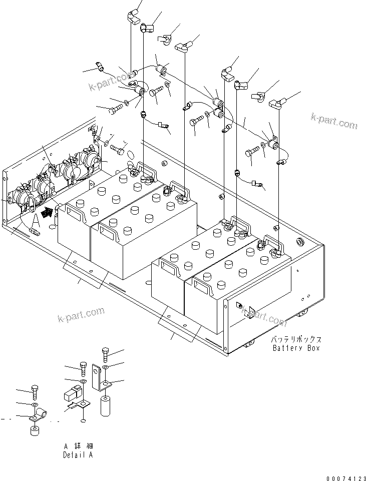 Komatsu parts book diagram for HD785-7 S/N 7001-8172: BATTERY BOX (BATTERY) (BATTERY ISOLATOR)(#7771-)