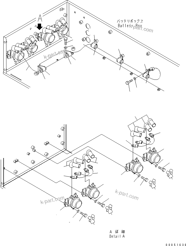 Komatsu parts book diagram for HD785-7 S/N 7001-8172: BATTERY BOX (RELAY)(#7169-)