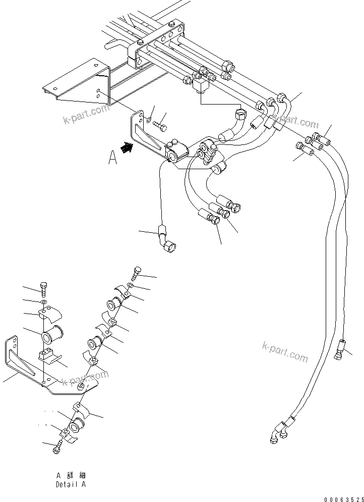 Komatsu parts book diagram for HD785-7 S/N 7001-8172: BRAKE LINE (CAB HOOD)(#7169-)