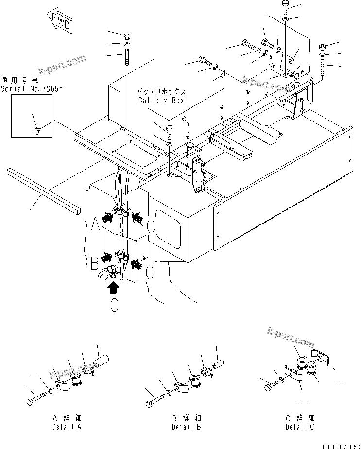 Komatsu parts book diagram for HD785-7 S/N 7001-8172: REAR HOOD RELATED PARTS (ADDITIONAL FILTER)(#7169-)