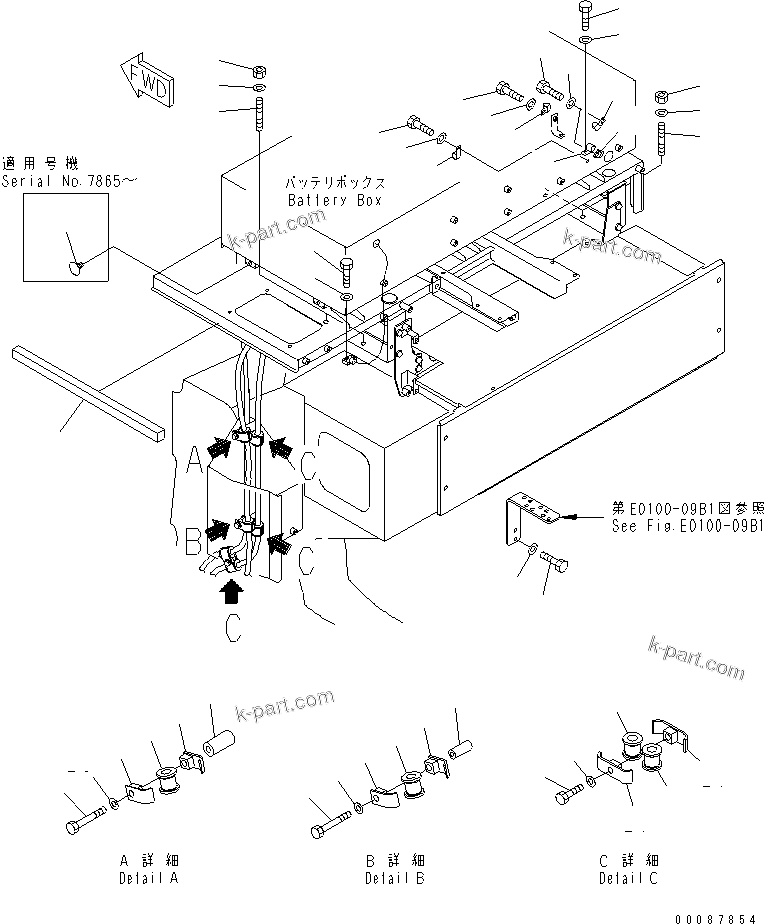 Komatsu parts book diagram for HD785-7 S/N 7001-8172: REAR HOOD RELATED PARTS (ADDITIONAL FILTER AND ABS)(#7169-)