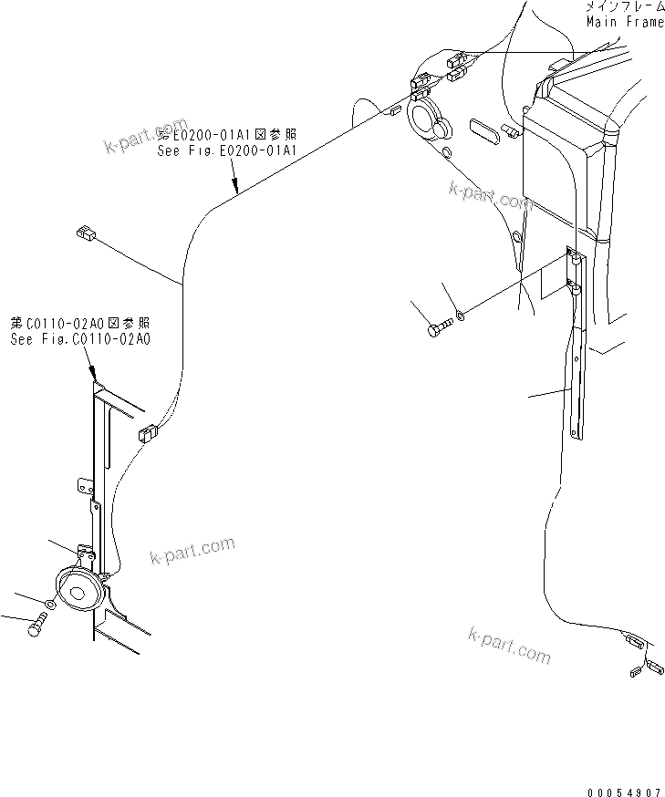 Komatsu parts book diagram for HD785-7 S/N 7001-8172: ELECTRICAL SYSTEM (HORN AND BRACKET) (ADDITIONAL FILTER)(#7001-7168)