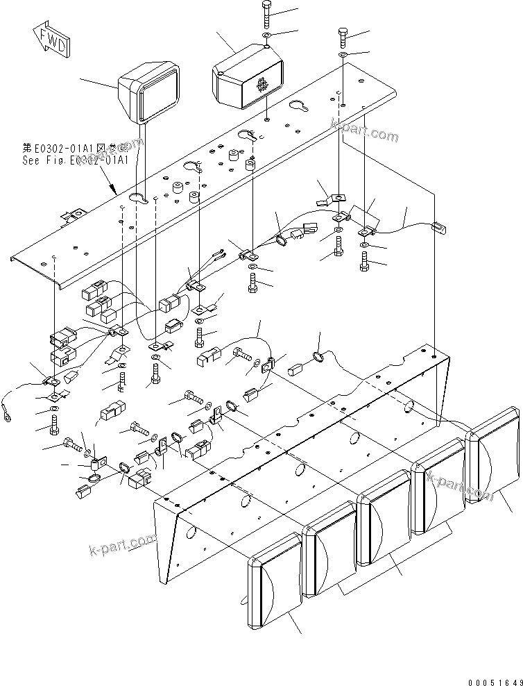 Komatsu parts book diagram for HD785-7 S/N 7001-8172: REAR LAMP (LAMP AND BUZZER) (WITH LED LAMP)(#7001-7168)