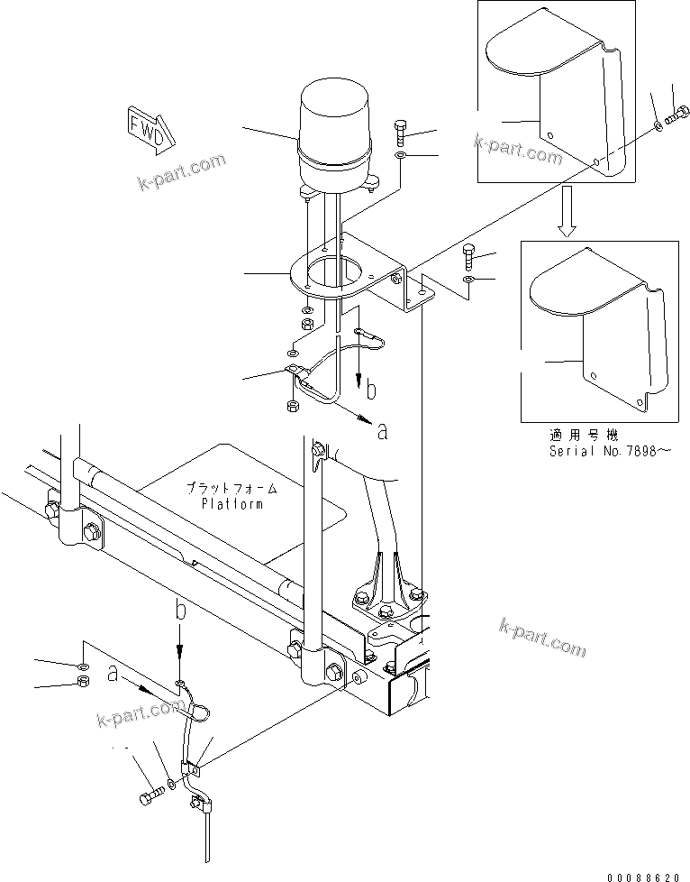Komatsu parts book diagram for HD785-7 S/N 7001-8172: BEACON LAMP(#7001-)