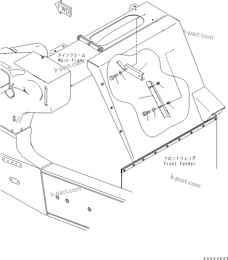 Komatsu parts book diagram for HD785-7 S/N 7001-8172: SIDE LAMP HARNESS COVER (R.H.)(#7169-)