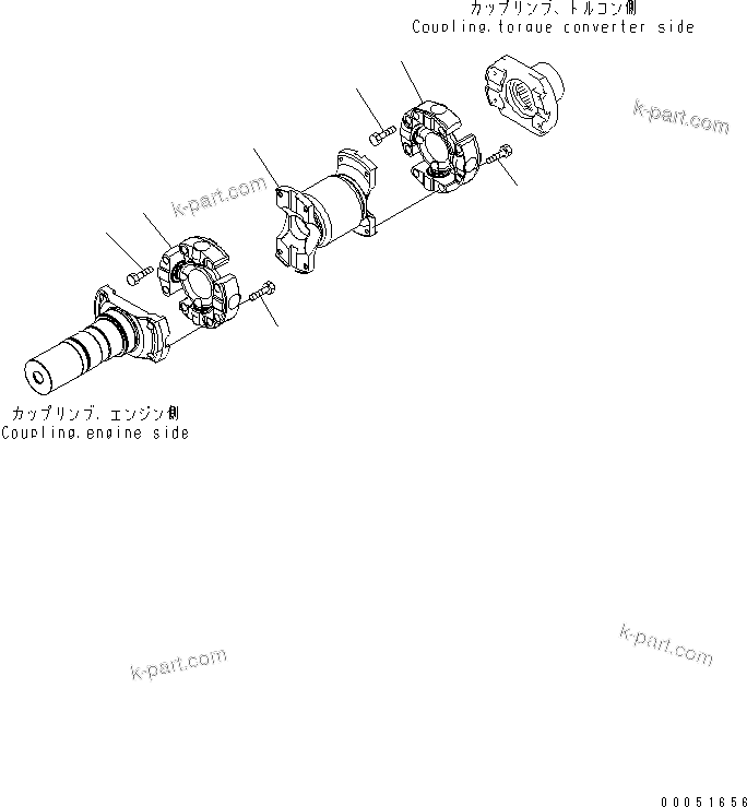 Komatsu parts book diagram for HD785-7 S/N 7001-8172: FRONT PROPELLER SHAFT UNIT(#7001-)