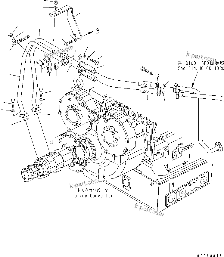 Komatsu parts book diagram for HD785-7 S/N 7001-8172: TRANSMISSION PIPING (PRE FILTER)(#7169-)