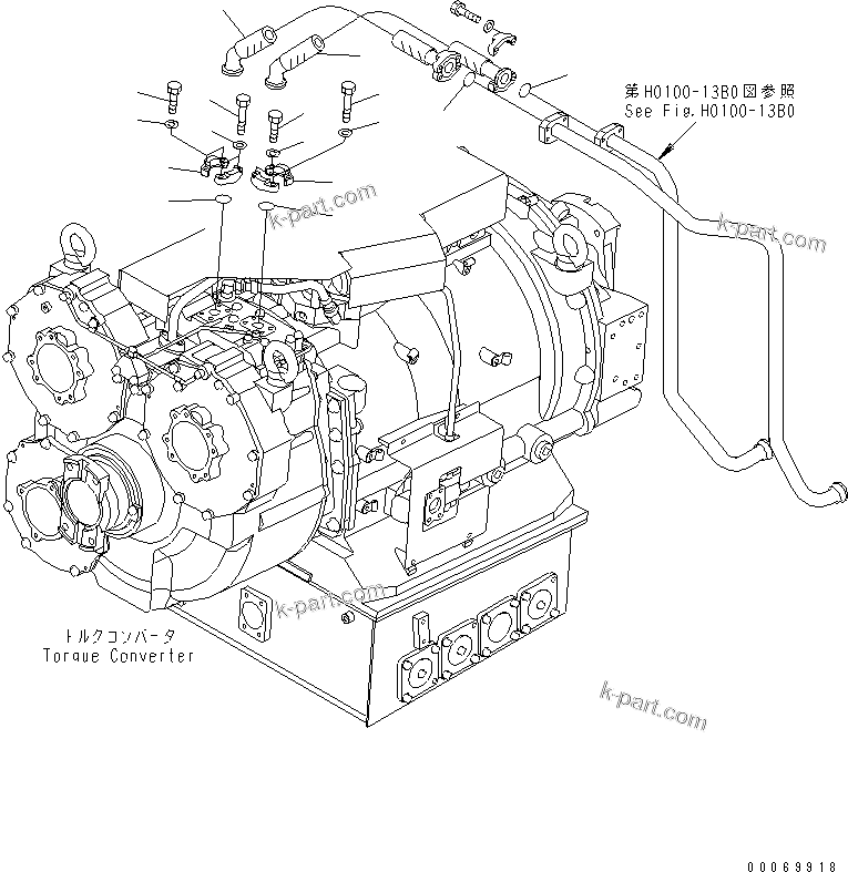 Komatsu parts book diagram for HD785-7 S/N 7001-8172: TRANSMISSION PIPING (FILTER)(#7169-)
