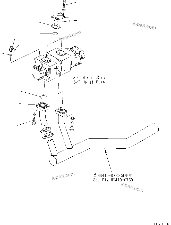 Komatsu parts book diagram for HD785-7 S/N 7001-8172: TRANSMISSION PIPING (PUMP SUCTION)(#7169-)