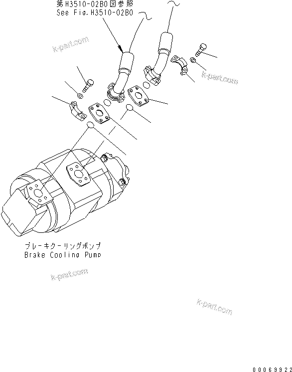 Komatsu parts book diagram for HD785-7 S/N 7001-8172: TRANSMISSION PIPING (STEERING AND HOIST PIPING)(#7169-)