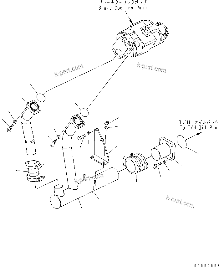 Komatsu parts book diagram for HD785-7 S/N 7001-8172: BRAKE COOLING OIL LINE (SUCTION PIPING)(#7001-7168)