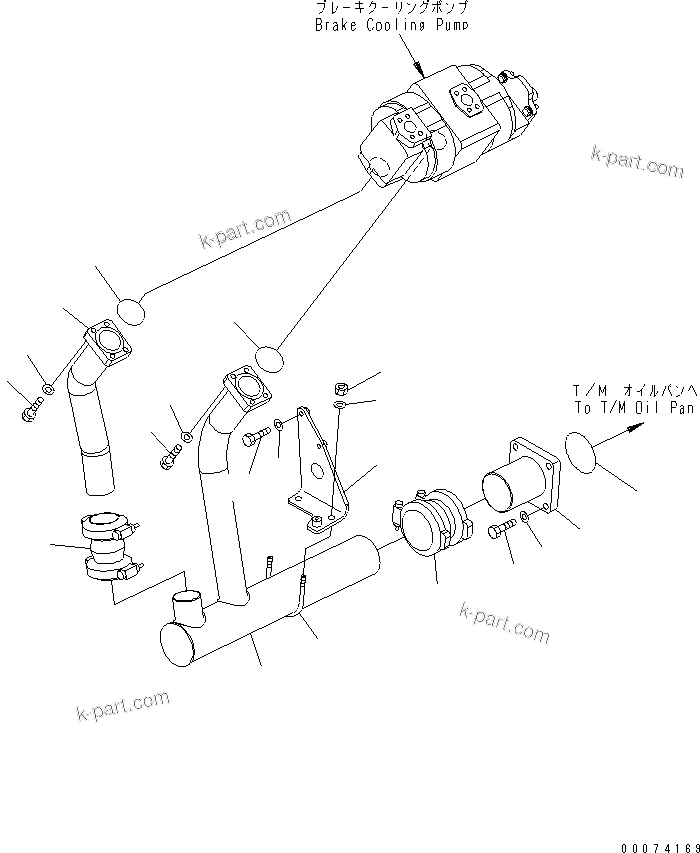 Komatsu parts book diagram for HD785-7 S/N 7001-8172: TRANSMISSION PIPING (BRAKE COOLING OIL PIPING) (QUICK CHARGE OIL)(#7169-)
