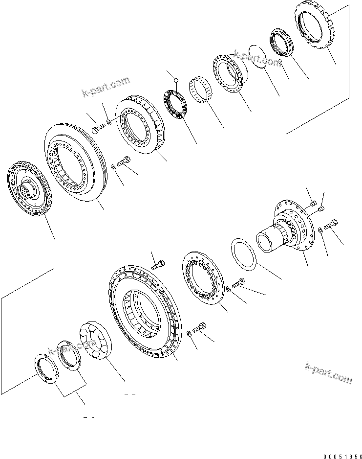 Komatsu parts book diagram for HD785-7 S/N 7001-8172: TORQUE CONVERTER (1/7) (BARE UNIT)(#7001-)