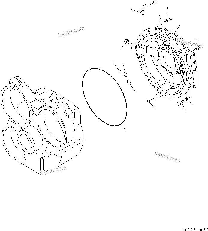 Komatsu parts book diagram for HD785-7 S/N 7001-8172: TORQUE CONVERTER (4/7) (REAR HOSING)(#7001-)