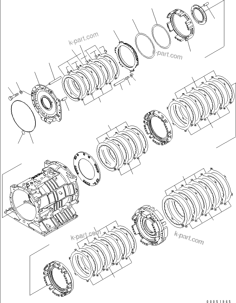 Komatsu parts book diagram for HD785-7 S/N 7001-8172: TRANSMISSION (2/10) (HIGH CLUTCH)(#7001-)