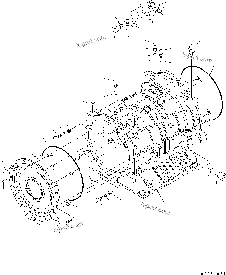 Komatsu parts book diagram for HD785-7 S/N 7001-8172: TRANSMISSION (8/10) (CASE)(#7001-)