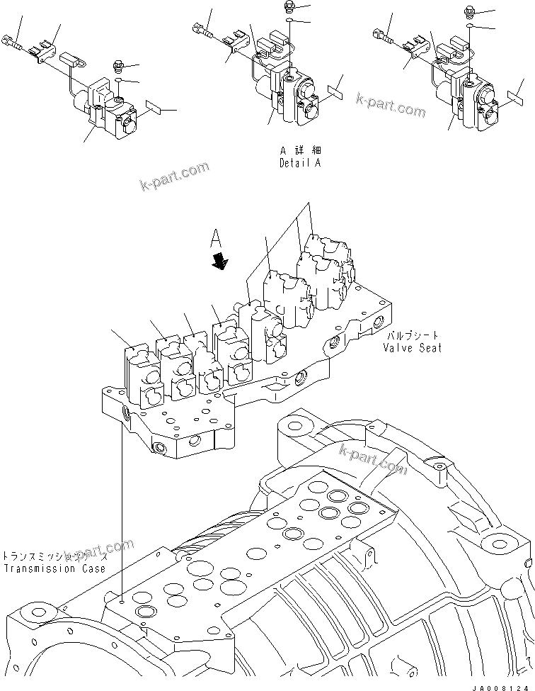 Komatsu parts book diagram for HD785-7 S/N 7001-8172: TRANSMISSION CONTROL VALVE (1/2)(#7001-)