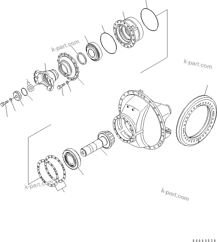 Komatsu parts book diagram for HD785-7 S/N 7001-8172: REAR AXLE (DIFFERENTIAL) (2/3)(#7001-)