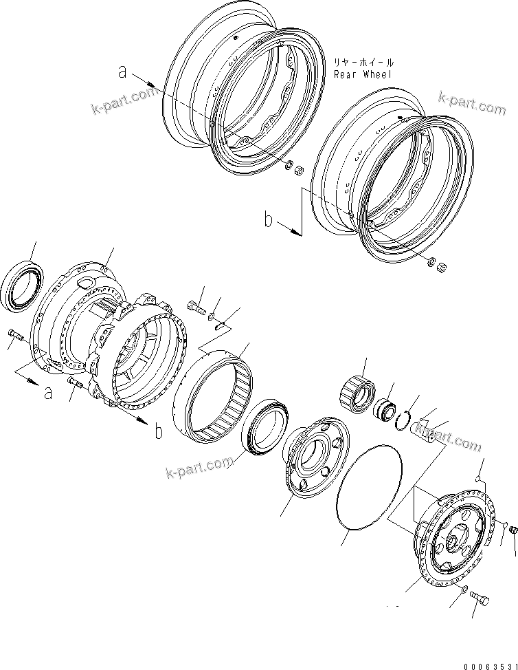 Komatsu parts book diagram for HD785-7 S/N 7001-8172: REAR AXLE (FINAL DRIVE) (L.H.) (1/2)(#7001-)